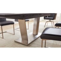 Interliving Esszimmer Serie 5104 – Auszugtisch terrafarbene Tischplatte & Edelstahlgestell – ca. 180-240 x 100 cm