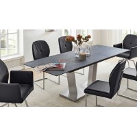 Interliving Esszimmer Serie 5104 – Auszugtisch terrafarbene Tischplatte & Edelstahlgestell – ca. 180-240 x 100 cm