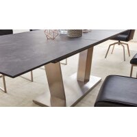 Interliving Esszimmer Serie 5104 – Auszugtisch terrafarbene Tischplatte & Edelstahlgestell – ca. 180-240 x 100 cm
