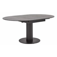 Interliving Esszimmer Serie 5104 – Auszugtisch dunkelgraue Tischplatte Industrial & schwarzes Metallgestell – Durchmesser ca. 120-180 cm