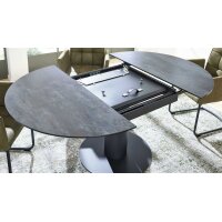Interliving Esszimmer Serie 5104 – Auszugtisch dunkelgraue Tischplatte Industrial & schwarzes Metallgestell – Durchmesser ca. 120-180 cm