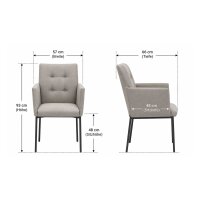 Interliving Esszimmer Serie 5104 – Armlehnstuhl graue Mikrofaser Dove & schwarzes Metallgestell