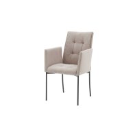 Interliving Esszimmer Serie 5104 – Armlehnstuhl graue Mikrofaser Dove & schwarzes Metallgestell