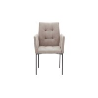 Interliving Esszimmer Serie 5104 – Armlehnstuhl graue Mikrofaser Dove & schwarzes Metallgestell