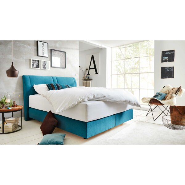 Interliving Boxspringbett Serie 1401 petrolfarbenes Flachgewebe Neo 485200 – Liegefläche ca. 180 x 200 cm