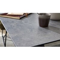 Interliving Esszimmer Serie 5105 – Esstisch betonfarbenes HPL & schwarzes Metall – ca. 220 x 100 cm