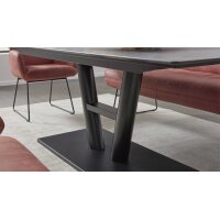 Interliving Esszimmer Serie 5105 – Esstisch betonfarbenes HPL & schwarzes Metall – ca. 220 x 100 cm