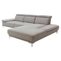 Interliving Sofa Serie 4251 – Funktions-Ecksofa platinfarbener Bezug Active Line Vaneo 07 & silberfarbene Metallfüße – Stellfläche ca. 300 x 225 cm