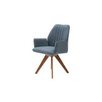Interliving Esszimmer Serie 5102 – Armlehn-Polsterstuhl aquafarbener Webstoff Tirol 484 & Wildeiche