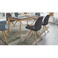Interliving Esszimmer Serie 5102 – Polsterstuhl graphitfarbener Webstoff Tirol 480 & Wildeiche