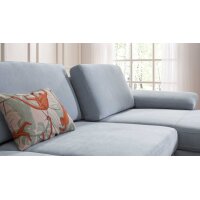 SOFAkultur Programm SK 239 - Ecksofa hellblauer Velour Matrix & Chromfüße – Stellfläche ca. 284 x 185 cm