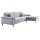 SOFAkultur Programm SK 239 - Ecksofa hellblauer Velour Matrix & Chromfüße – Stellfläche ca. 284 x 185 cm