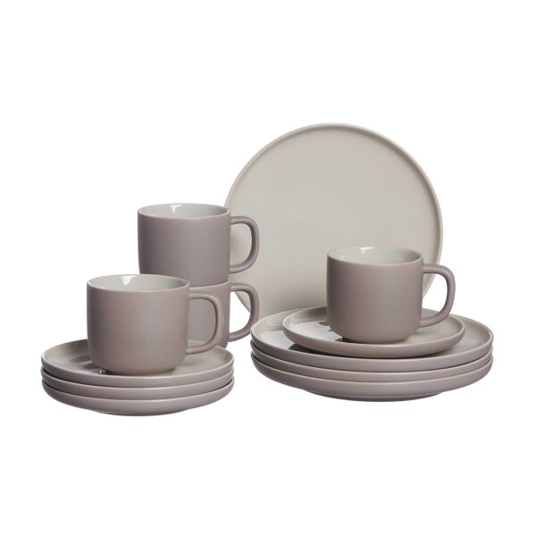 Ritzenhoff & Breker Kaffeeservice Jasper taupefarbene Keramik - 12-teilig, Kaffeegeschirr