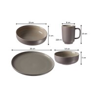 Ritzenhoff & Breker Kombiservice Jasper taupefarbenes Steinzeug- 16-teilig, Kombigeschirr