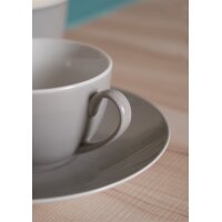 Ritzenhoff & Breker Kaffeeservice Doppio weißes Porzellan mit grauem Rand - zwölfteilig, Kaffeegeschirr