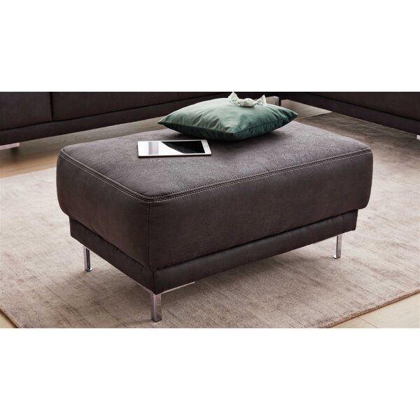 Interliving Sofa Serie 4252 – Polsterhocker anthrazitfarbener Stoff Büffel & Metallfüße – ca. 125 x 65 cm