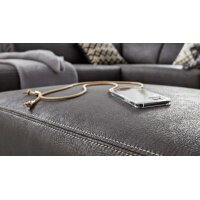 Interliving Sofa Serie 4252 – Polsterhocker anthrazitfarbener Stoff Büffel & Metallfüße – ca. 125 x 65 cm