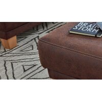 Interliving Sofa Serie 4252 – Polsterhocker schokobrauner Stoff Büffel & Buchenholzfüße – ca. 125 x 65 cm