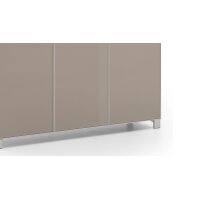 VOSS MÖBEL Schuhkommode Santina bzw. Schuhschrank weißer Lack & taupefarbenes Glas – drei Türen