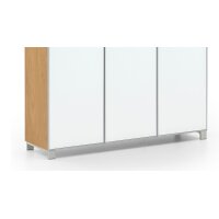 VOSS MÖBEL Schuhkommode Santina bzw. Schuhschrank Eiche Bianco & weißes Glas – drei Türen