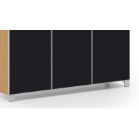 VOSS MÖBEL Schuhkommode Santina bzw. Schuhschrank Eiche Bianco & anthrazitfarbenes Glas – drei Türen