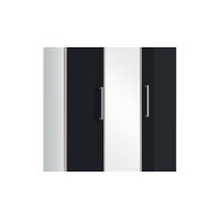 VOSS MÖBEL Garderobenschrank Santina als Dielenmöbel weißer Lack & anthrazitfarbenes Glas – drei Türen