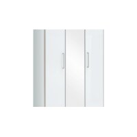 VOSS MÖBEL Garderobenschrank Santina als Dielenmöbel weißer Lack & weißes Glas – drei Türen