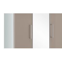 VOSS MÖBEL Garderobenschrank Santina als Dielenmöbel weißer Lack & taupefarbenes Glas – drei Türen