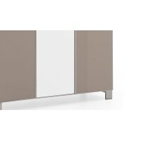 VOSS MÖBEL Garderobenschrank Santina als Dielenmöbel weißer Lack & taupefarbenes Glas – drei Türen