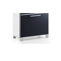 VOSS MÖBEL Schuhschrank Santina als Dielenmöbel weißer Lack & anthrazitfarbenes Glas – eine Schublade, zwei Klappen