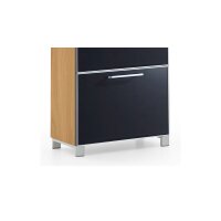 VOSS MÖBEL Schuhschrank Santina als Dielenmöbel Eiche Bianco & anthrazitfarbenes Glas – eine Schublade, zwei Klappen