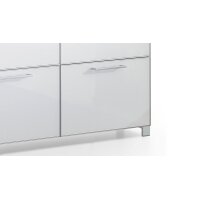 VOSS MÖBEL Schuhschrank Santina als Dielenmöbel weißer Lack & weißes Glas – zwei Schubladen, vier Klappen