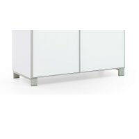 VOSS MÖBEL Schuhschrank Santina als Dielenmöbel weißer Lack & weißes Glas – zwei Schubladen, zwei Türen