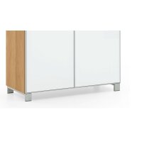 VOSS MÖBEL Schuhschrank Santina als Dielenmöbel Eiche Bianco & weißes Glas – zwei Schubladen, zwei Türen