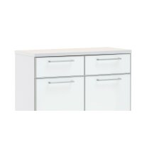 VOSS MÖBEL Schuhschrank Santina als Dielenmöbel Eiche Bianco & weißes Glas – zwei Schubladen, zwei Türen