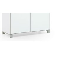 VOSS MÖBEL Schuhschrank Santina als Dielenmöbel Eiche Bianco & weißes Glas – zwei Schubladen, zwei Türen