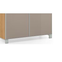 VOSS MÖBEL Schuhschrank Santina als Dielenmöbel Eiche Bianco & taupefarbenes Glas – zwei Schubladen, zwei Türen