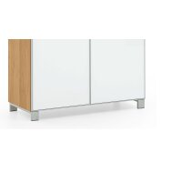 VOSS MÖBEL Schuhschrank Santina als Dielenmöbel Eiche Bianco & weißes Glas – zwei Schubladen, zwei Türen