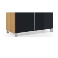 VOSS MÖBEL Schuhschrank Santina als Dielenmöbel Eiche Bianco & anthrazitfarbenes Glas – zwei Schubladen, zwei Türen