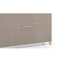 VOSS MÖBEL Schuhschrank Santina als Dielenmöbel weißer Lack & taupefarbenes Glas – eine Schublade, vier Türen