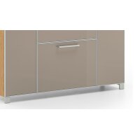 VOSS MÖBEL Schuhschrank Santina als Dielenmöbel Eiche Bianco & taupefarbenes Glas – eine Schublade, vier Türen