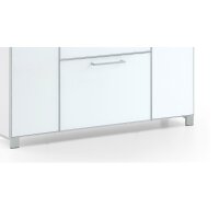 VOSS MÖBEL Schuhschrank Santina als Dielenmöbel weißer Lack & weißes Glas – eine Schublade, vier Türen