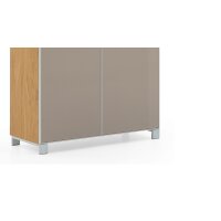 VOSS MÖBEL Schuhschrank Santina als Dielenmöbel Eiche Bianco & taupefarbenes Glas – zwei Türen
