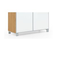VOSS MÖBEL Schuhschrank Santina als Dielenmöbel Eiche Bianco & weißes Glas – zwei Türen