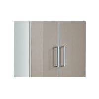 VOSS MÖBEL Garderobenschrank Santina als Dielenmöbel weißer Lack & taupefarbenes Glas – zwei Türen