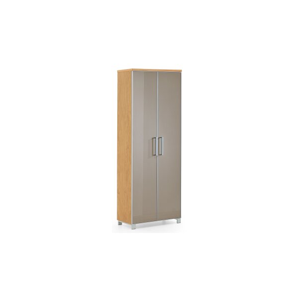 VOSS MÖBEL Garderobenschrank Santina als Dielenmöbel Eiche Bianco & taupefarbenes Glas – zwei Türen