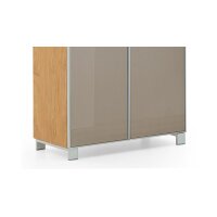 VOSS MÖBEL Garderobenschrank Santina als Dielenmöbel Eiche Bianco & taupefarbenes Glas – zwei Türen