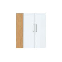 VOSS MÖBEL Garderobenschrank Santina als Dielenmöbel Eiche Bianco & weißes Glas – zwei Türen