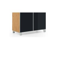 VOSS MÖBEL Garderobenschrank Santina als Dielenmöbel Eiche Bianco & anthrazitfarbenes Glas – zwei Türen