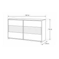 Interliving Schlafzimmer Serie 1015 – Schiebetürenkommode sienafarbenes Mattglas & Wildeiche – zwei Türen, Länge ca. 164 cm